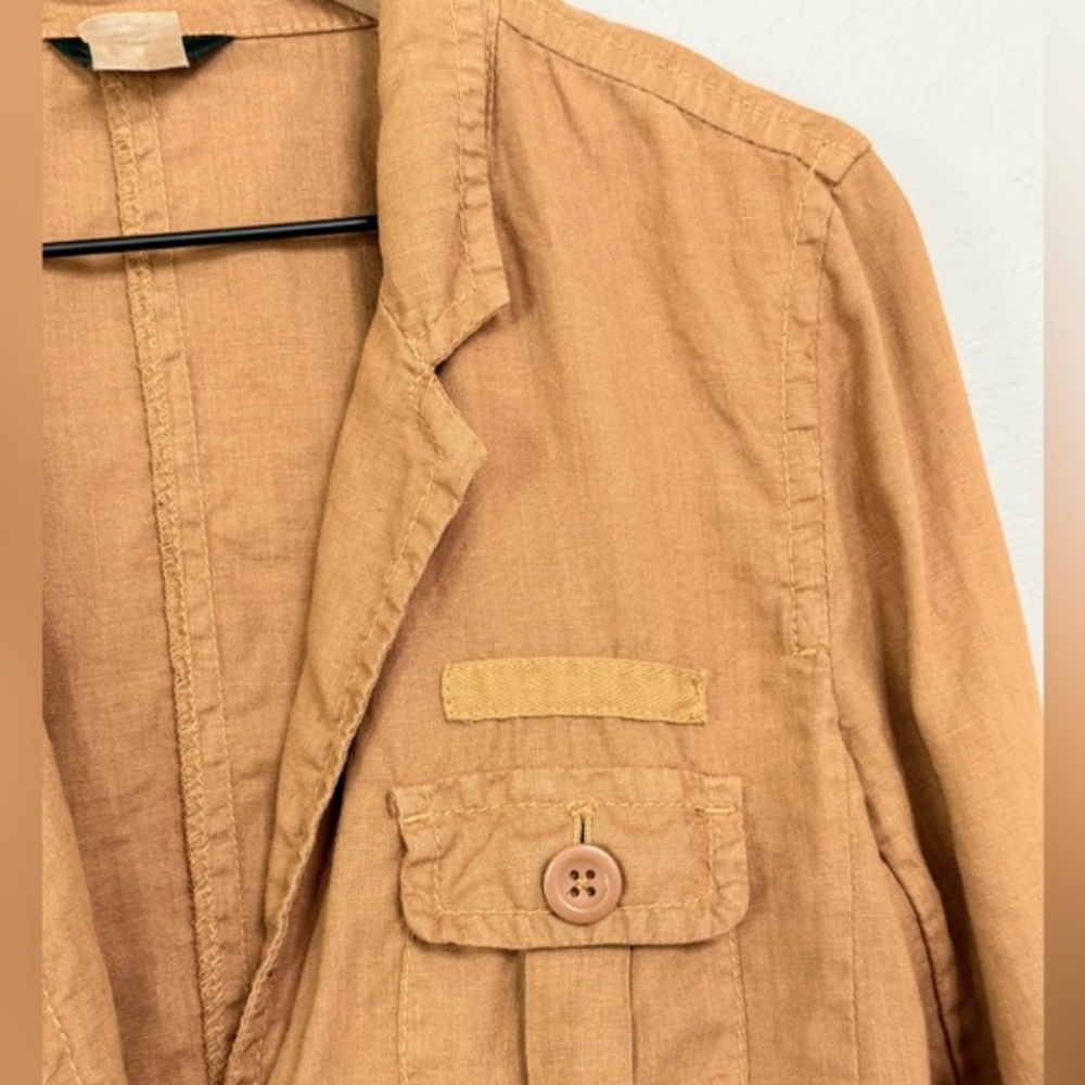 J Crew Natural Linen Vintage Safari Blazer, Pocket Utility Jacket - Picture 5 of 13